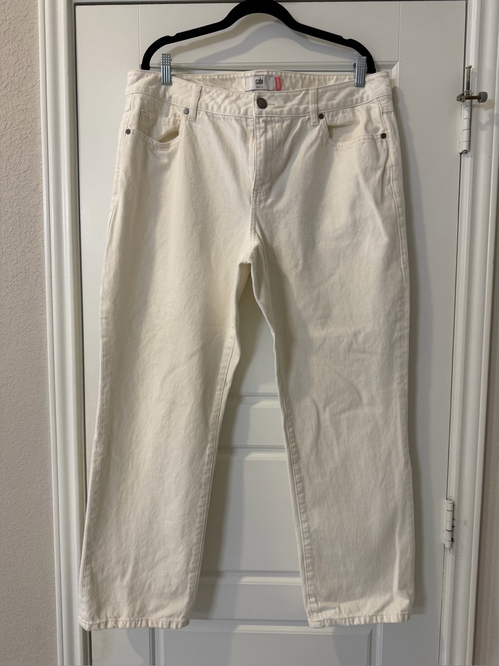 CAbi Women's Cream Straight-Leg Jeans